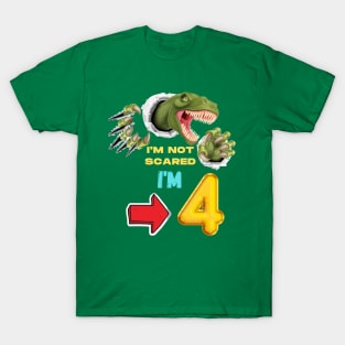 4th Birthday Dinosaur Roaring T-Shirt